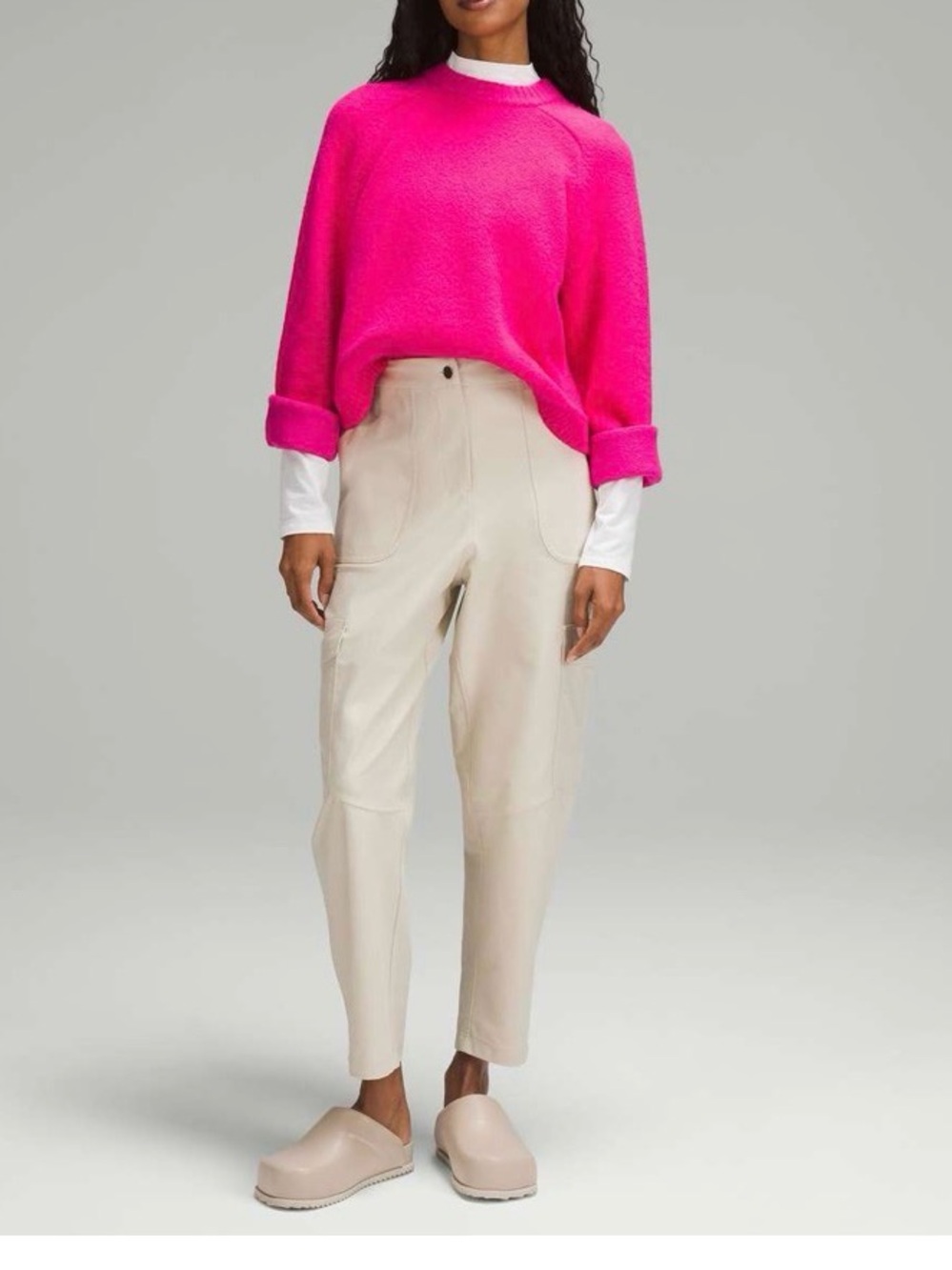 Lululemon Brushed Cotton Merino Blend Crewneck Sonic Pink! - Picture 13 of 15